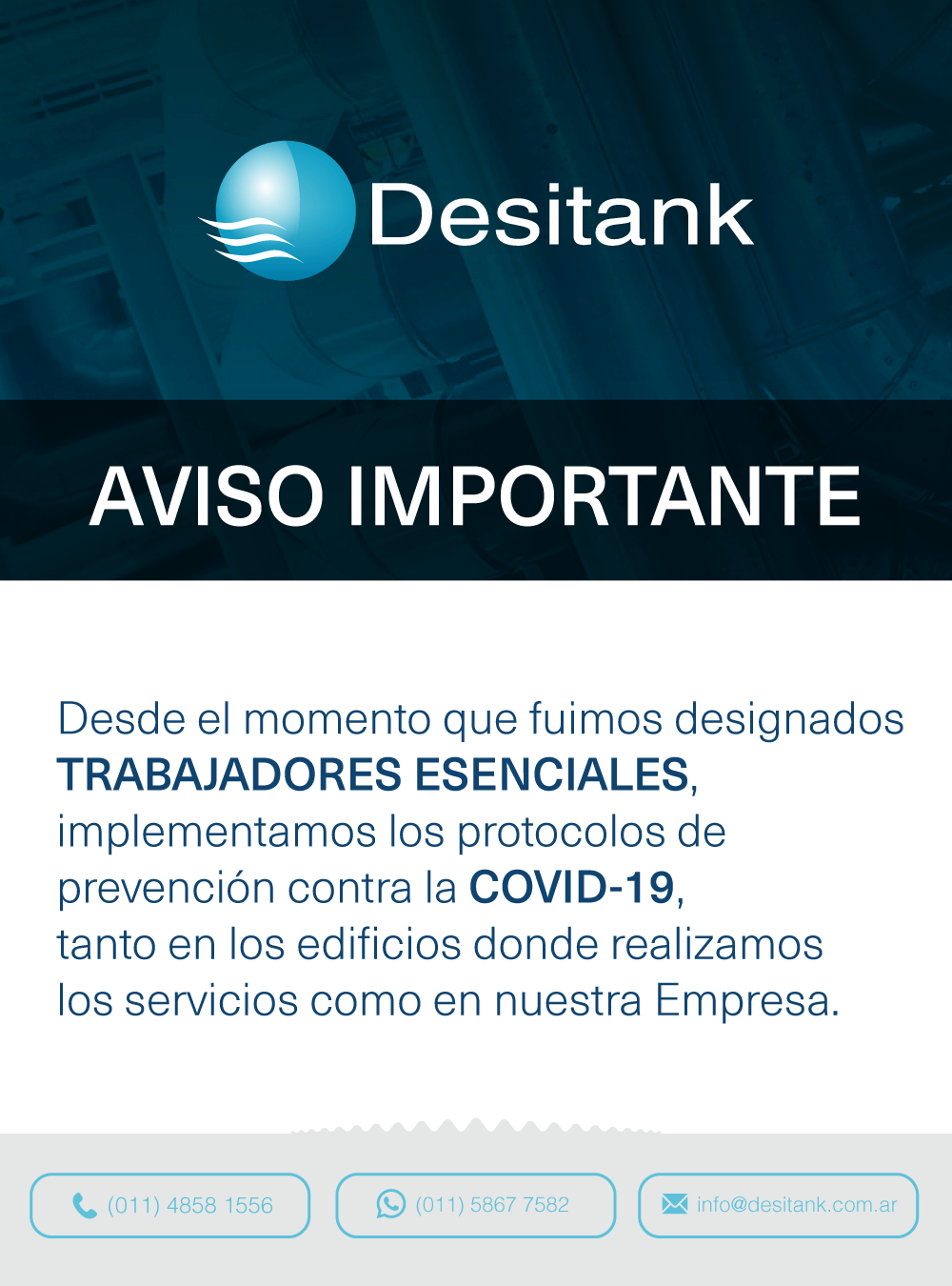 Desitank - Aviso Importante